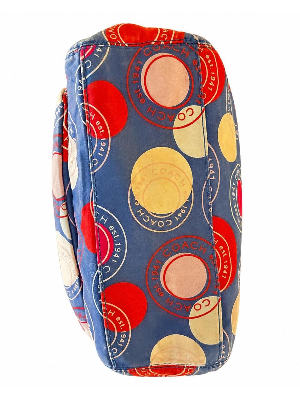 Coach Polka Dot Leah Tote Shoulder Bag Blue Multicolor F14667 - Picture 4 of 10